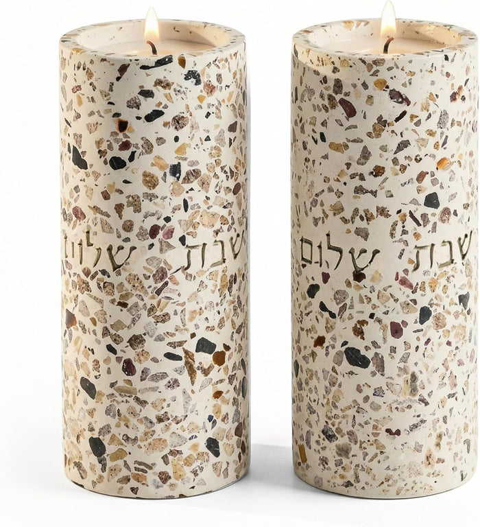 Suri Shabbat Candle Holder – Elegant Jewish Candlesticks for Shabbat & Holiday Lighting, Modern Metal Design, Decorative Candle Holders for Home & Gift Use (Pink) (Set of 2)
