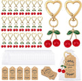 Dreamtop Cherry Keychain Party Favor - 24 Sets Cherry Keychains Bulk Xmas Party Gifts Thank You Keyring Gift Fruit Charm Accessories for Guest Baptism Baby Shower Wedding Thanksgiving
