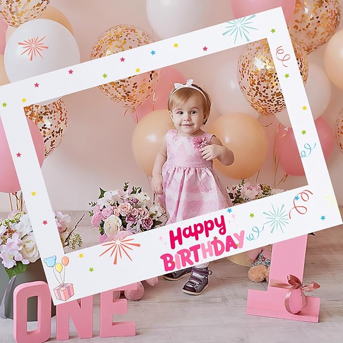32 x 24 Inch Large Blank DIY Photo Booth Props Picture Frame Party Frame DIY Photo Booth Props Selfie for Birthday, Graduation, Christmas Holiday Party(White,Horizontal)