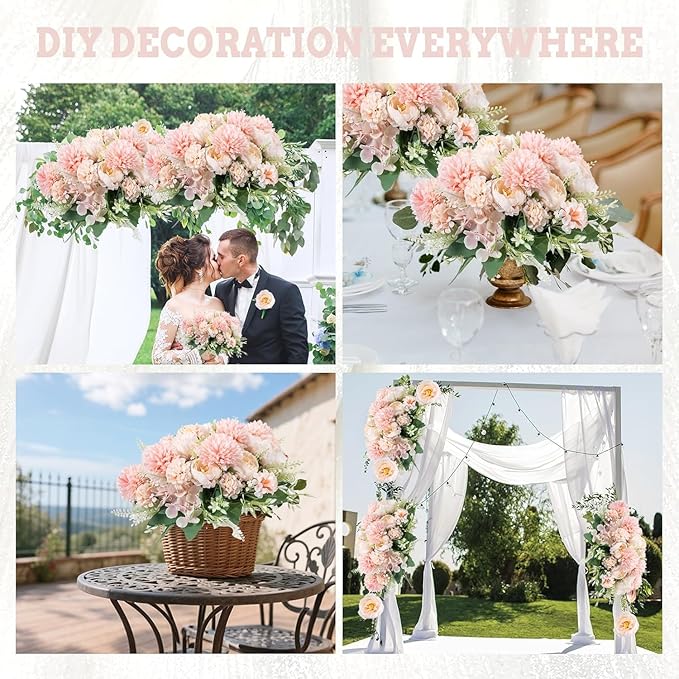 12 Packs Peonies Artificial Flowers,Silk Artificial Peonies Flowers Fake Peony Faux Floral Arrangements Bouquet for Centerpiece Table Wedding Party Home Decor Pink