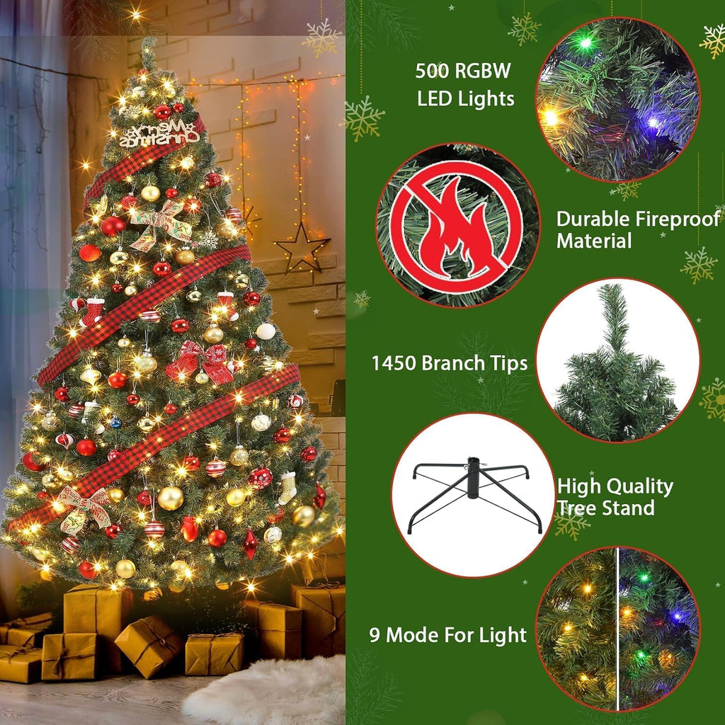 garveehome 6ft prelit artificial christmas tree with 250 showing dimensions