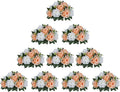 BLOSMON Flower Balls for Wedding Centerpieces: 10pcs Peach Fuzz 9.5 Inch Fake Rose Kissing Ball Decor Artificial Floral Arrangements Silk Bouquet with Base Home Party Room Table DIY Decorations