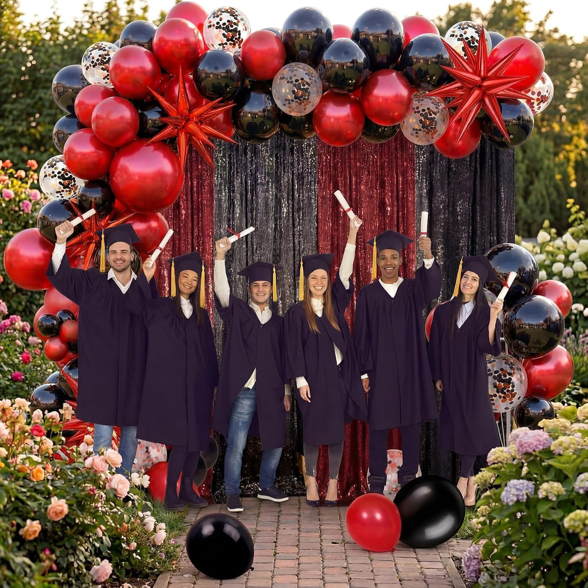 capoda 142 pcs red and black graduation party, package contents