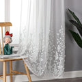 VISIONTEX White Sheer Voile Curtains, Decorative White Embossed Drip Rod Pocket Window Drapes for Home Kitchen, Living Room and Bedroom 54 x 72 Inch, Set of 2 Curtain Panels