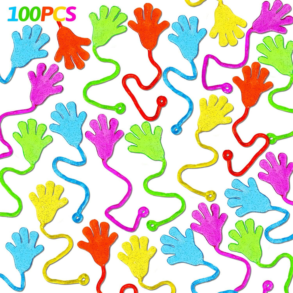 100PCS Sticky Hands Birthday Party Favors for Kids 4-8 8-12 Summer Goodie Bag Stuffers Classroom Treasure Box Toys Carnival Prizes Bulk Mini Treat Trinket Pinata Fillers Back to School Students Gifts