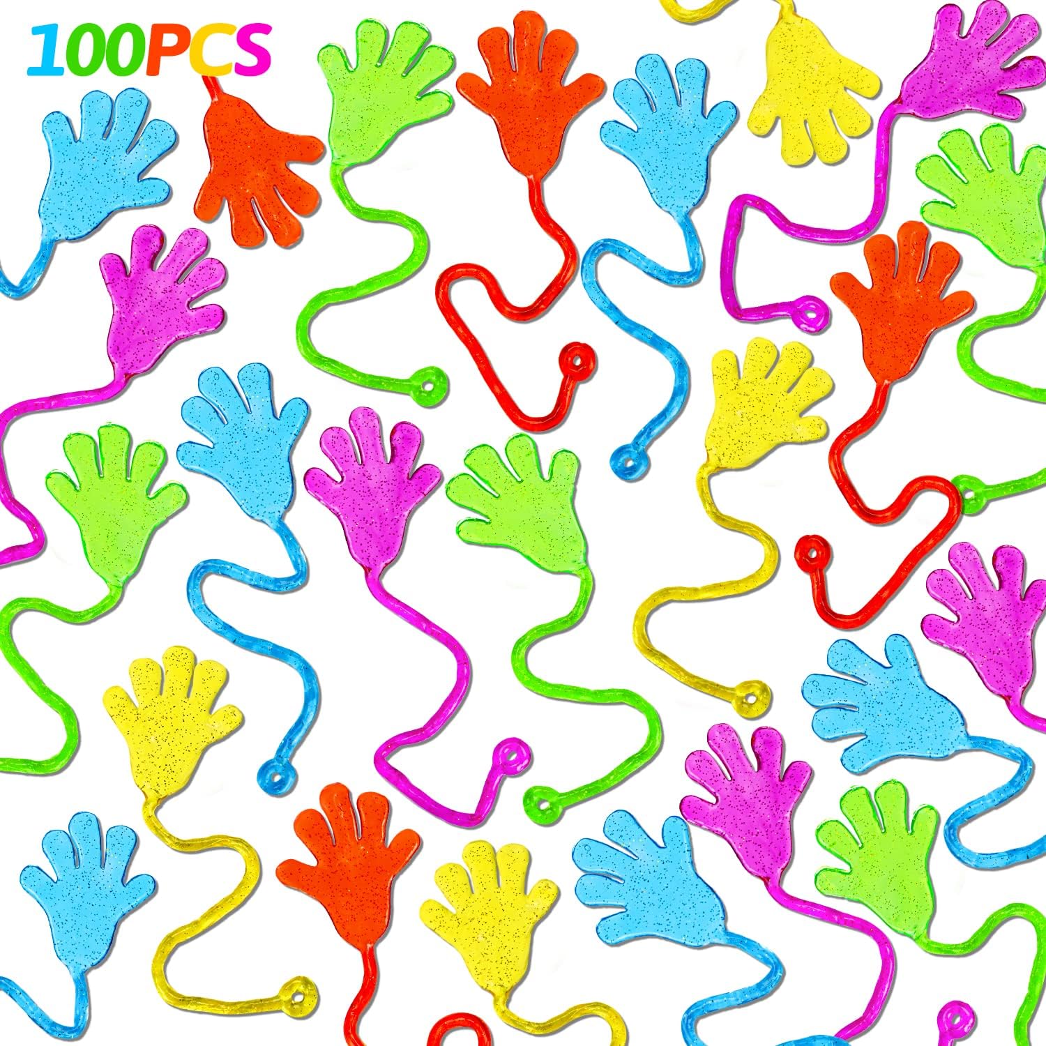 100PCS Sticky Hands Birthday Party Favors for Kids 4-8 8-12 Summer Goodie Bag Stuffers Classroom Treasure Box Toys Carnival Prizes Bulk Mini Treat Trinket Pinata Fillers Back to School Students Gifts