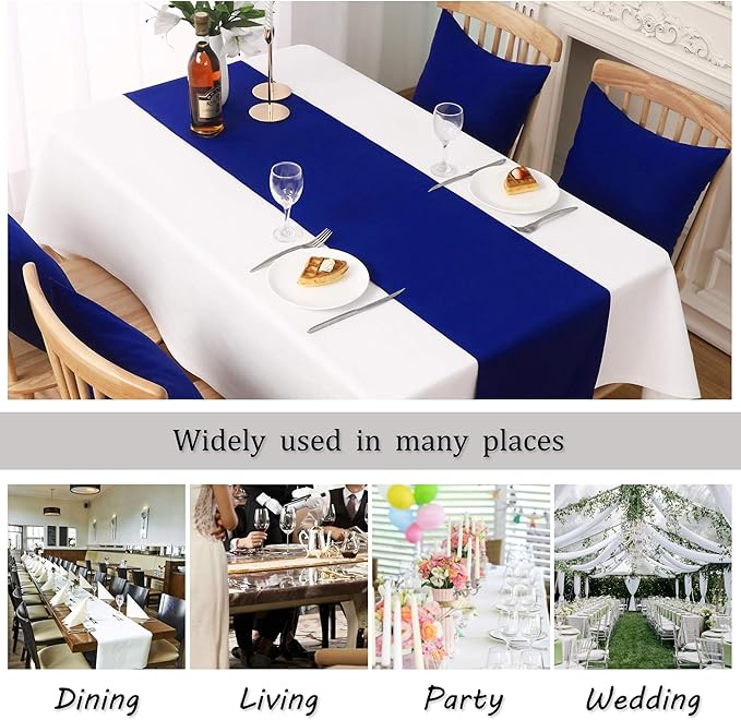 DUALIFE Royal Blue Table Runner 72 Inch Long Coublt Blue Color Handcrafted Decorative Cloth for Wedding Party Birthday Graduations Hotel Restaurant Banquet Catering Services Event 1 Panel