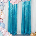 ShinyBeauty Sparkle Backdrop Curtain Aqua 2 Panels Set Sequin Photo Backdrop Turquoise 2FTx8FT Sequin Backdrop Curtain Aqua Blue Pack of 2-1220S