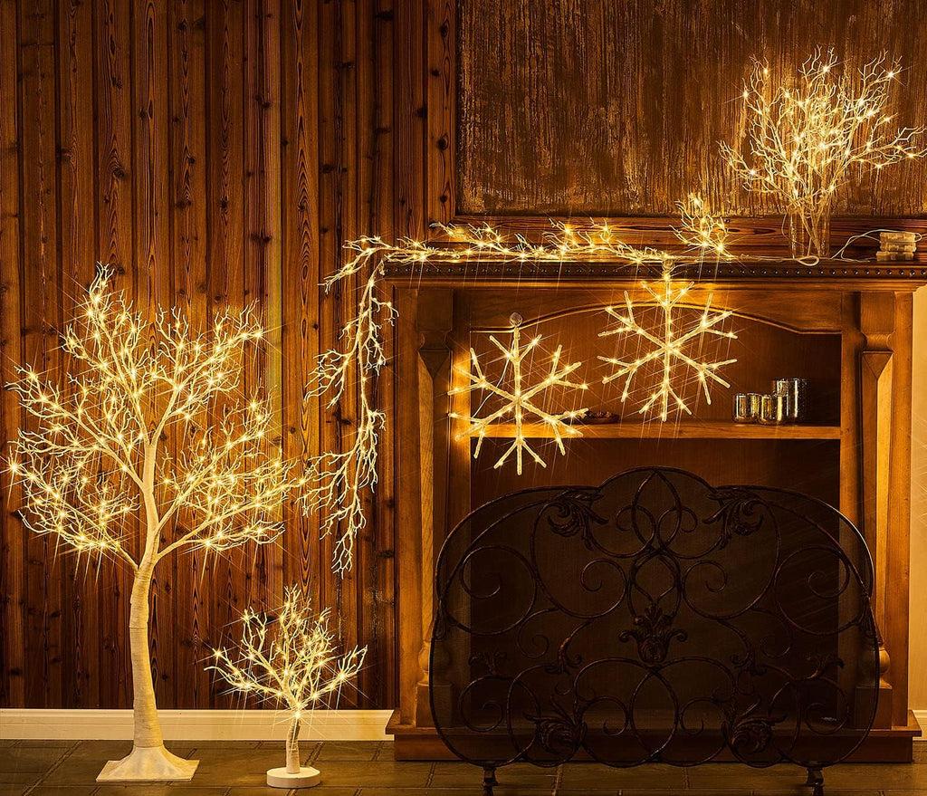 litbloom white tree with lights plug in 4ft, close-up detail