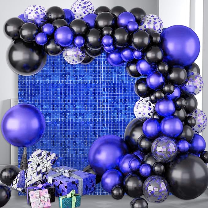 12PCS Blue Shimmer Wall Backdrop, Square Sequin Photo Backdrops Panel, Glitter Wall Background for Birthdays, Weddings, Graduation, Baby Showers, Disco Bachelorette Party Decoration (3FTx4FT)