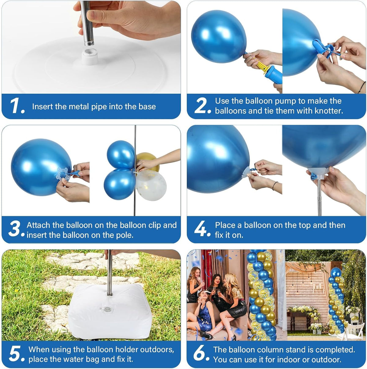 2 sets adjustable balloon column stand kit with showing dimensions