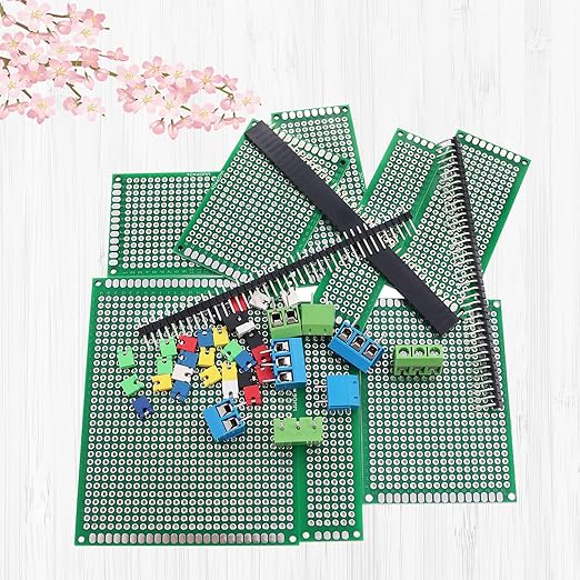 82 Piece Double Sided PCB Board Kit with 5 Sizes,40Pin 2.54mm Male & Female Header Connectors - Ideal for DIY Soldering,Electronic Projects, Arduino Kits,and Circuit Prototyping