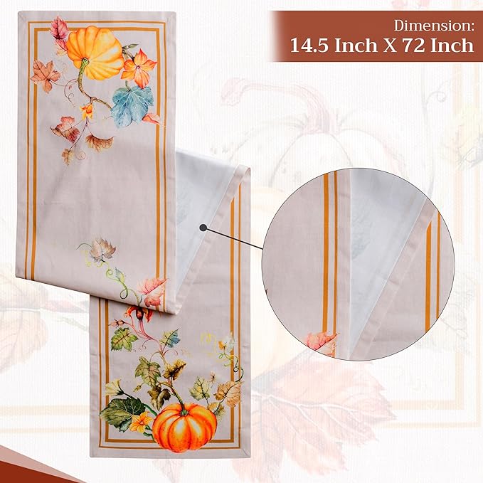 Maison d' Hermine Table Runner 100% Cotton Single Layer Table Runners 72 inches Long for Thanksgiving Christmas Decorations Home Kitchen Dining Party Wedding (Potiron, 14.5" x 72")