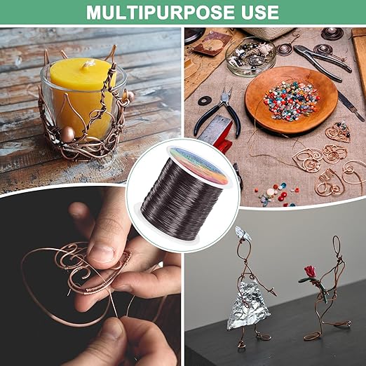 0.4mm Jewelry Wire, 26 Gauge 328FT Craft Wire Copper Beading Wire for Jewelry Making/Planting/Weaving/DIY Crafting, Soft Metal Wires [100M, Metallic Black]