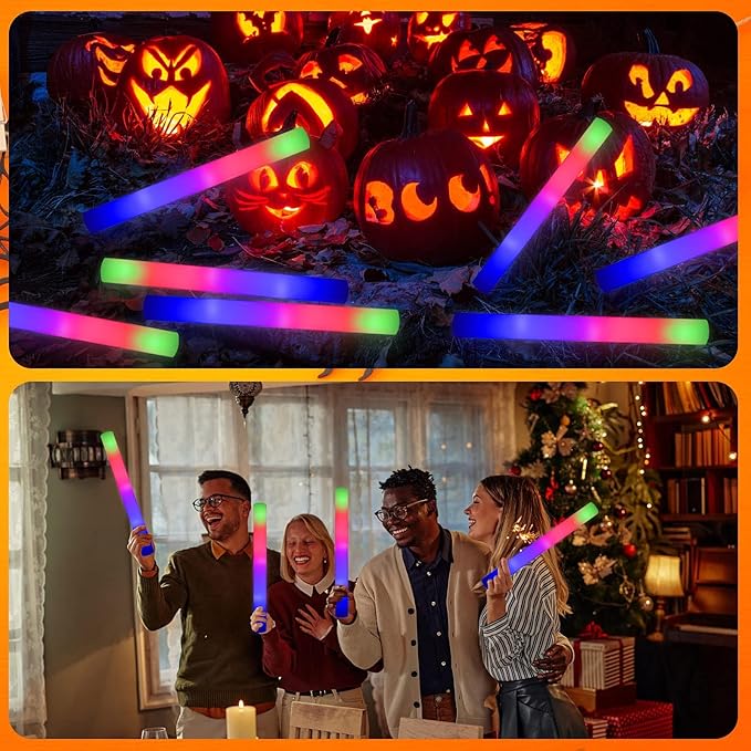 LifBetter Light Up Glow Sticks Bulk, LED Foam Sticks in The Dark with 3 Modes Flashing Led Foam Multicolor Batons Light up Party Favors for Birthdays, Weddings, Concerts, Festivals (20pcs)