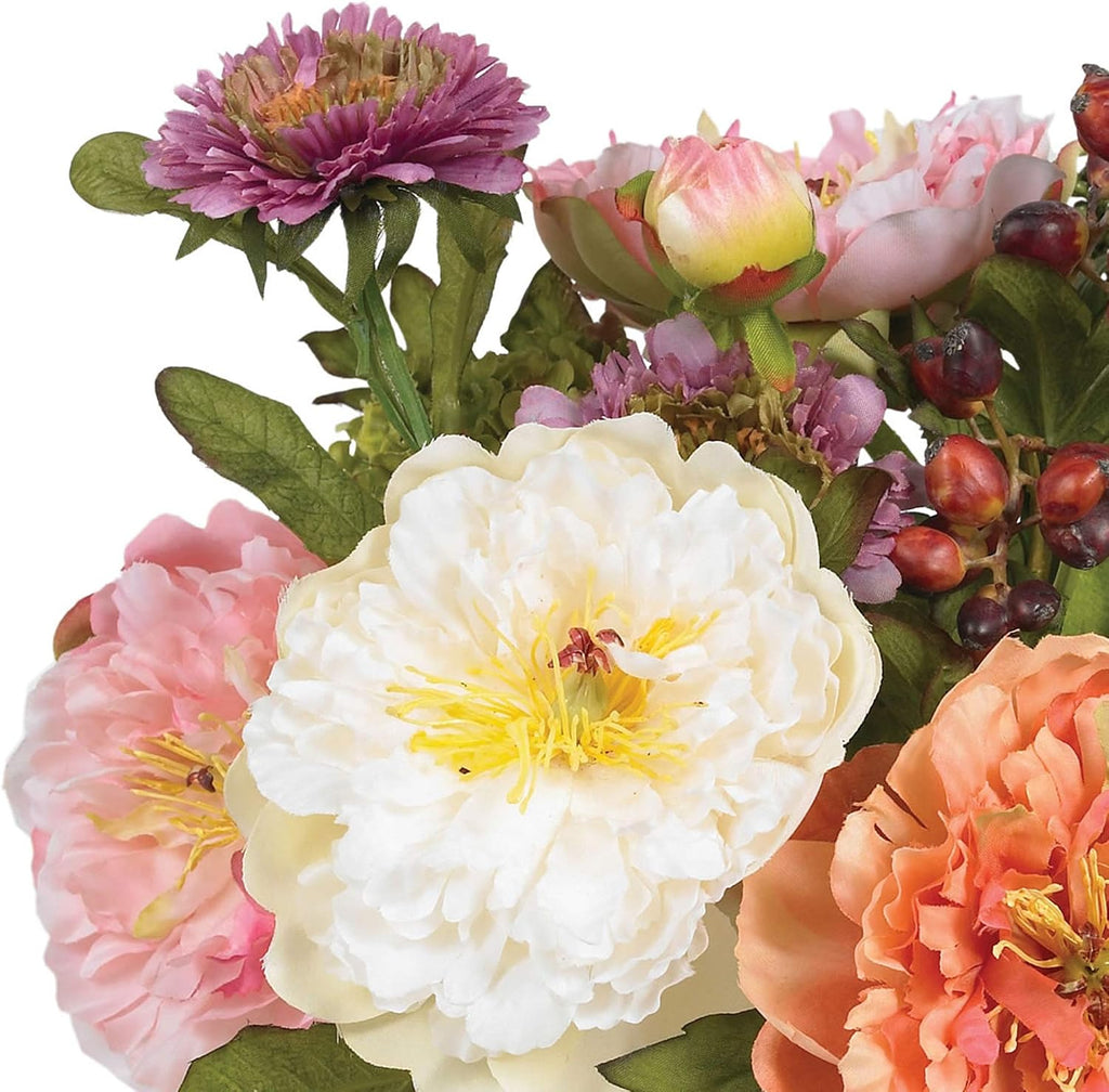 nearly natural 10 in artificial peony arrangement in, front angle view