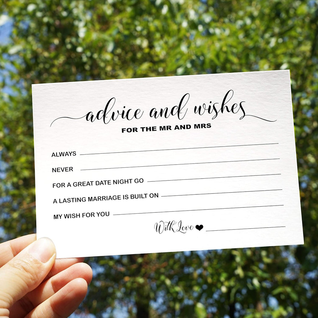 RXBC2011 Wedding advice and well wishes Cards for the Mr and Mrs Bride and Groom Newlyweds Bridal Shower Games Note Marriage Advice Pack of 50