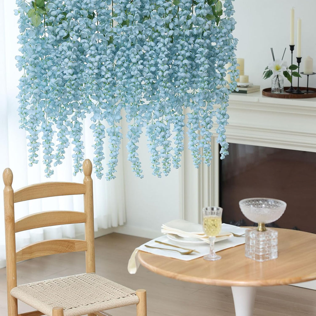 mizii 6pcs grey wisteria hanging flowers 48" silk showing dimensions