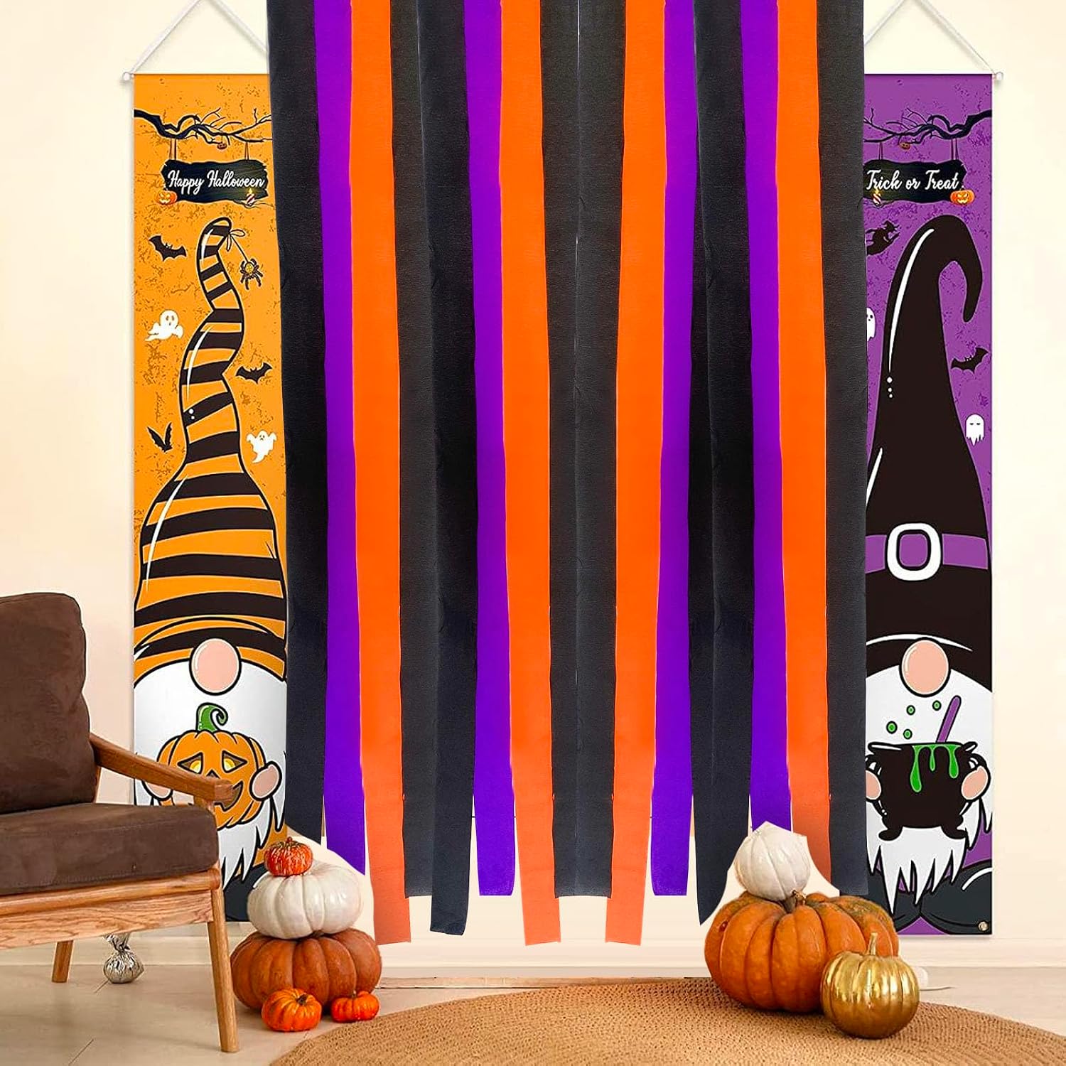 Kleeblatt Halloween Crepe Paper Streamers 8rolls, Halloween Party Decorations Backdrop, Black Orange Purple Paper Activities for Art Supplies, Streamer Crafts for Adults