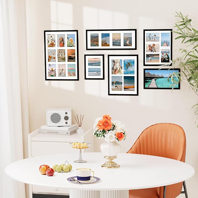 Vittanly 11x14 Collage Picture Frame, Displays 5Pcs 4x6 Pictures with Mat, Picture Frames Collage Wall Decor, Black, 1 Pack