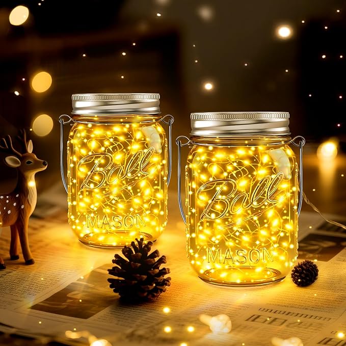 ZNYCYE Mason Jar Solar Lights for Outside, 12 Pack 30 LED Fairy Firefly Lights Mason Jar Solar Lids Outdoor Waterproof String Lights with Hangers(NO JARS) for Patio Garden Yard Lawn Decor - Warm White