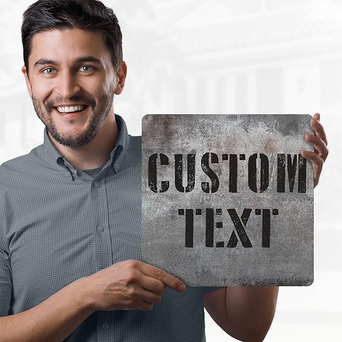 Custom Sign, Custom Street Sign, 11 Font Colors, 13 Font Styles, 4 Hole Options, 22 Sizes, 12x12 Inches, Rust Free DiBound, Fade Resistant, Made in USA by My Sign Center (Grunge Metal)