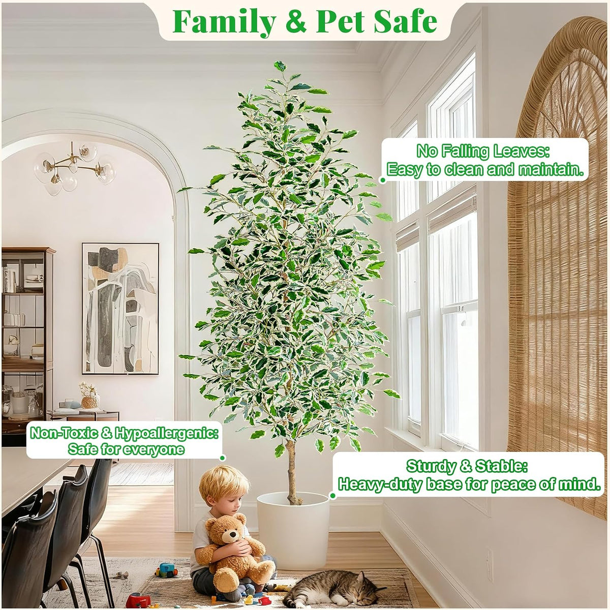 bailikang 7ft artificial ficus trees indoor faux trees, view 9