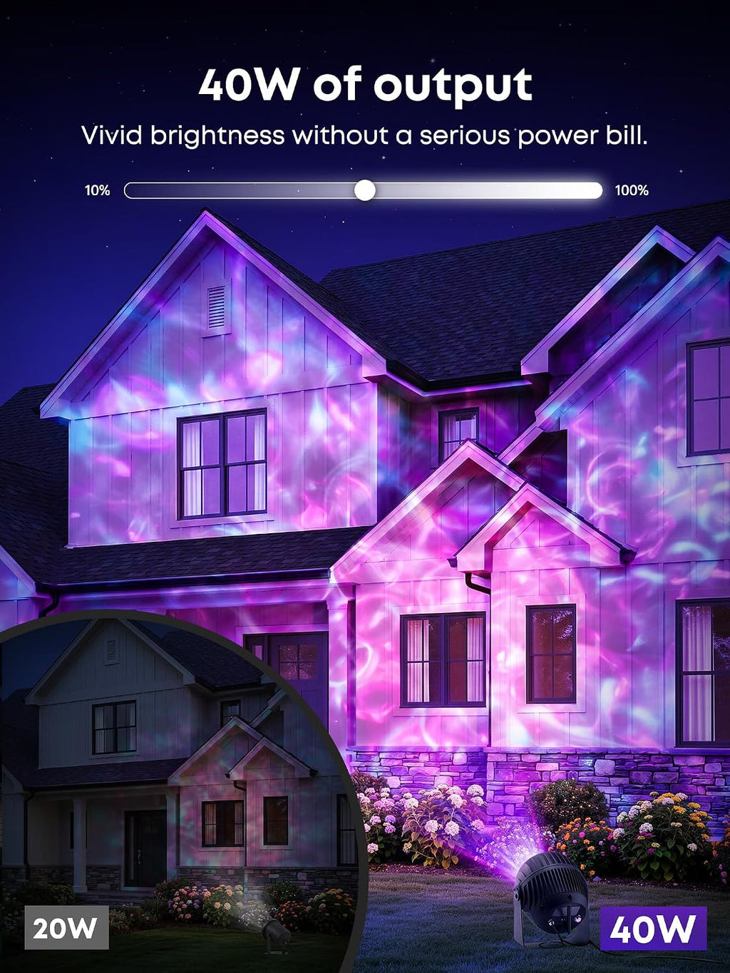 pikoy halloween projector outdoor with app, halloween decorations, side view