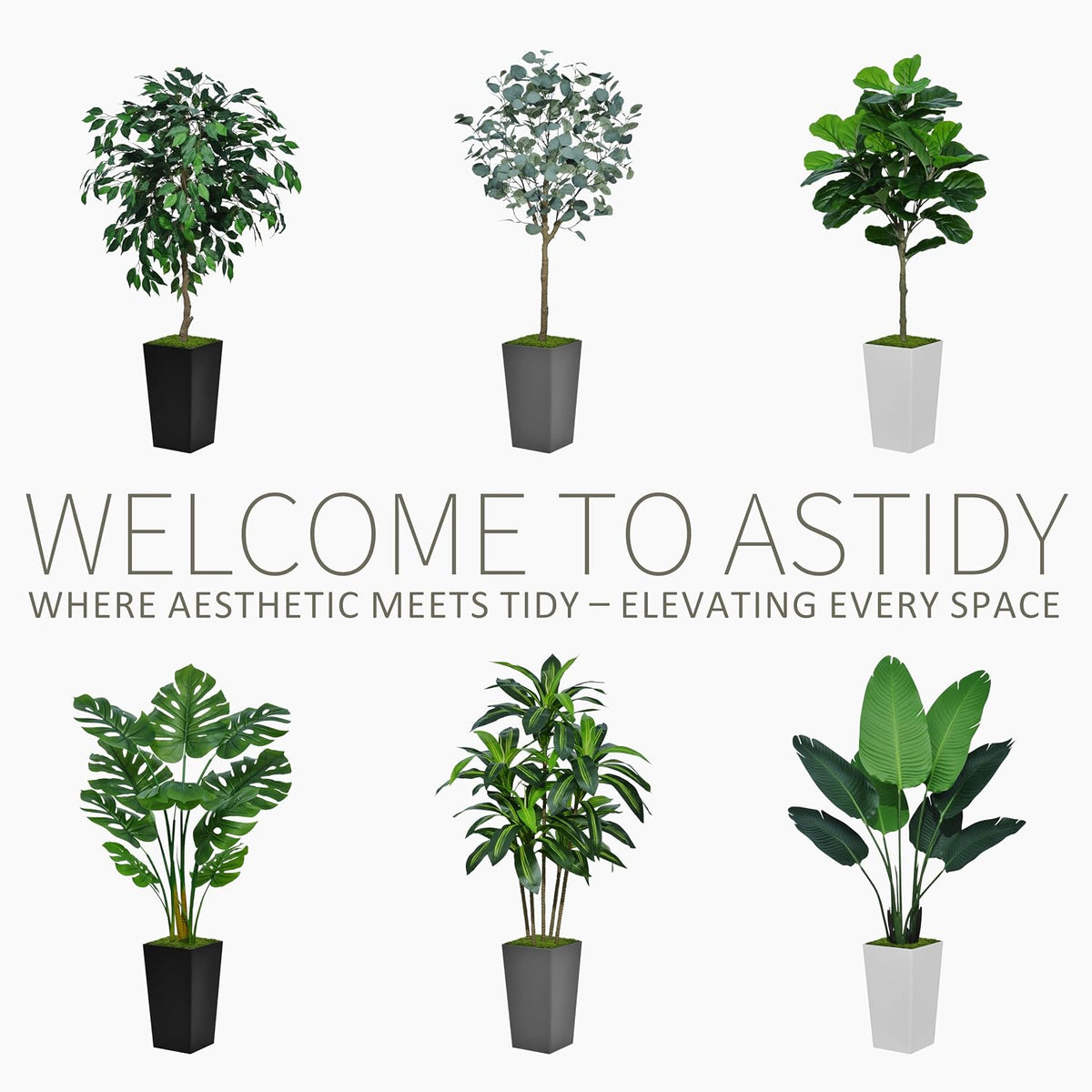 astidy artificial dracaena tree 5ft - faux tree, side view