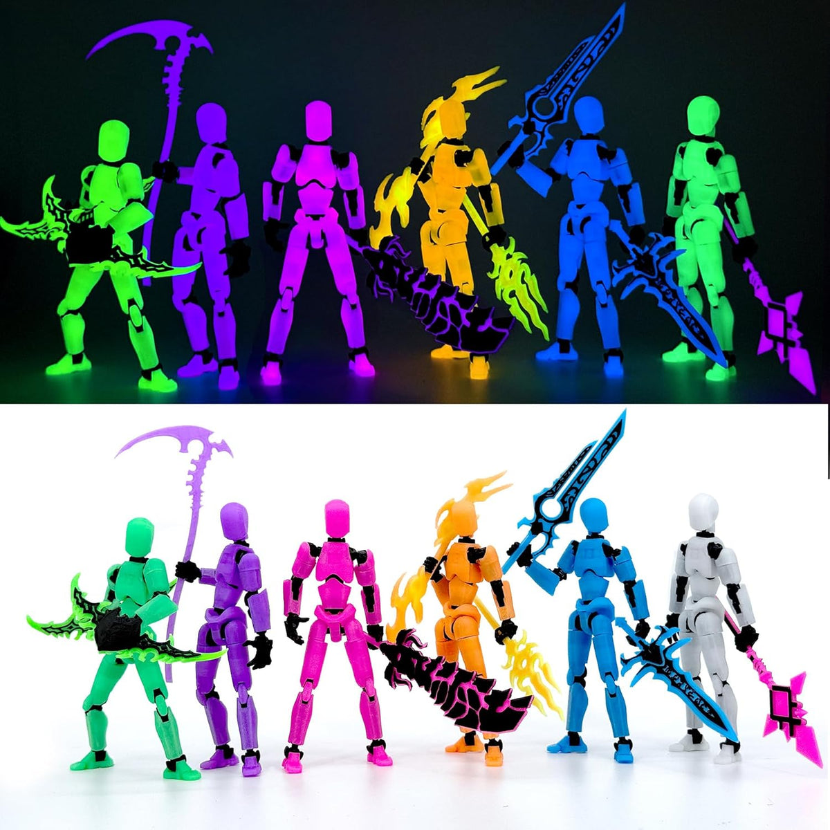 [6-PACK] Glowing Titan 13 Action Figure Set Already Assembled, Dummy 13 3D Pr...