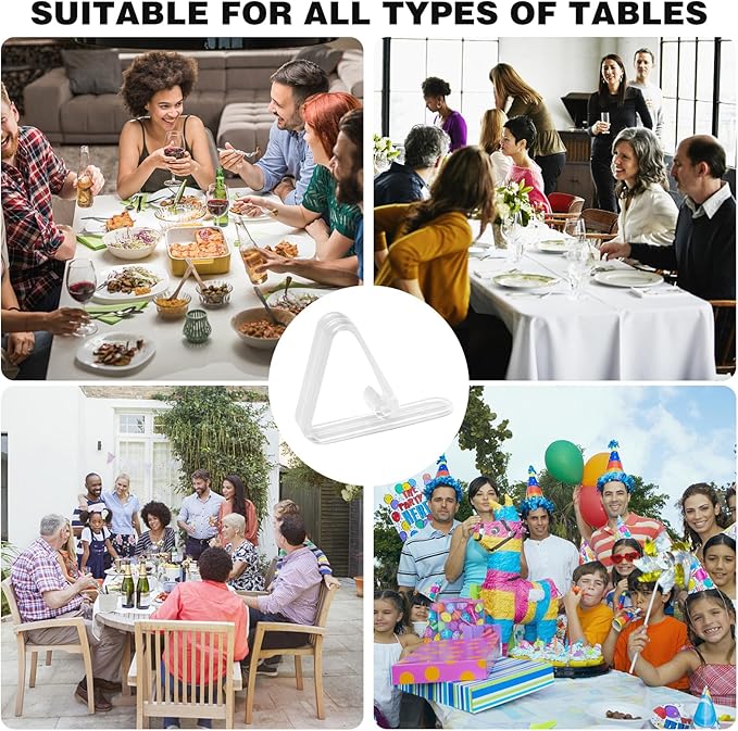 48 Pcs Plastic Table Cloth Holder - Clear Clips for Outdoor Picnic Tables, Skirt Clip to Hold Down Tablecloth for Party Events