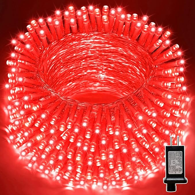 LAMPHOME 66ft Christmas Decorative Mini Lights,200 LED Transparent Wire Fairy Starry String Lights Plug in, 11 Lighting Modes, for Indoor Outdoor Xmas Tree Wedding Party Decoration (Red)