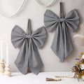 Suncalla Christmas Stripe 2 Pcs Wreath Bows 19.6'' x 11.8'' Large Wreath Sash for Front Door Party Yard Doorway Indoor Outdoor Wall Decoration (Black and White)