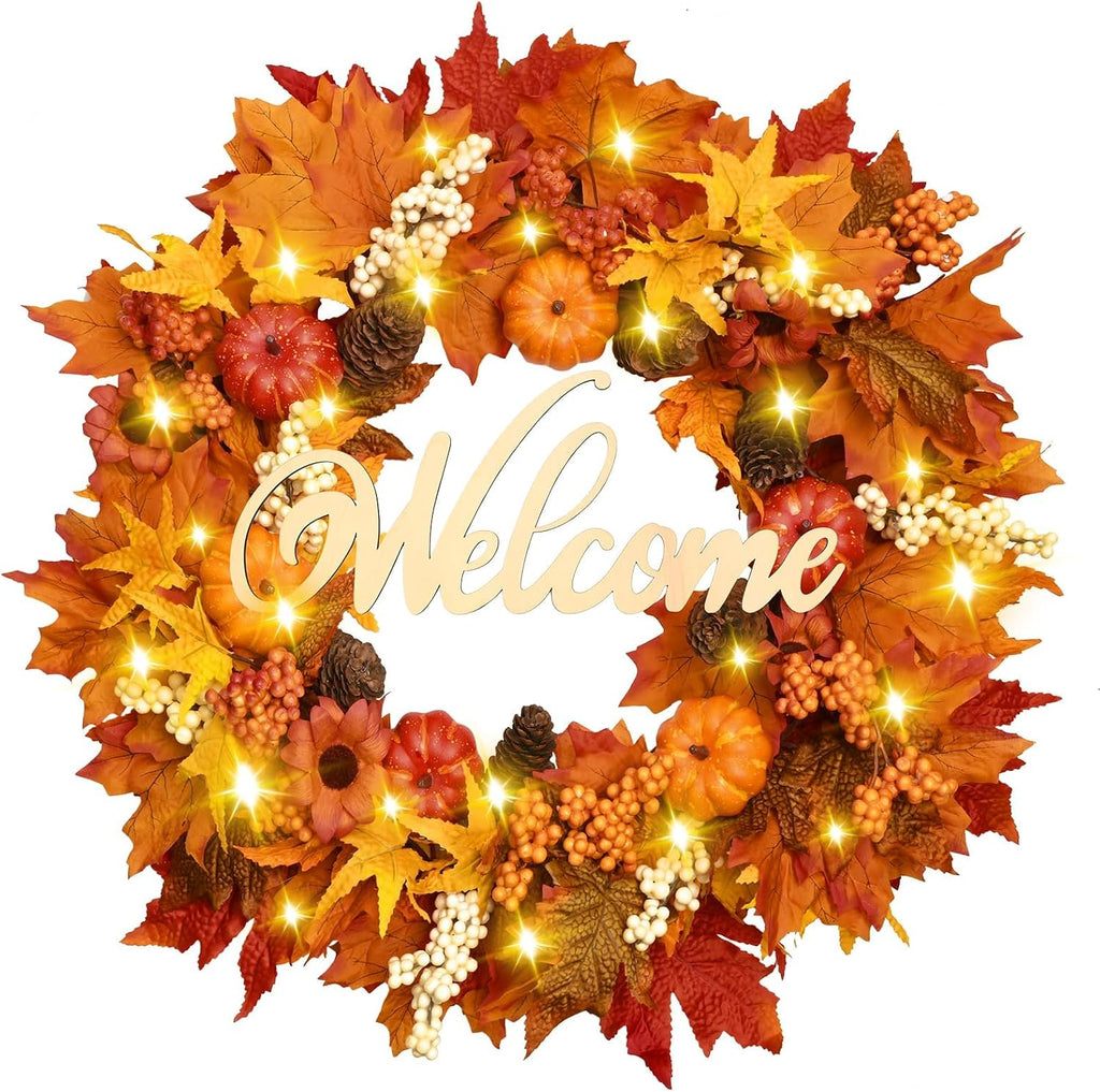 waipfaru 22" fall decor, fall wreaths for front, main product view
