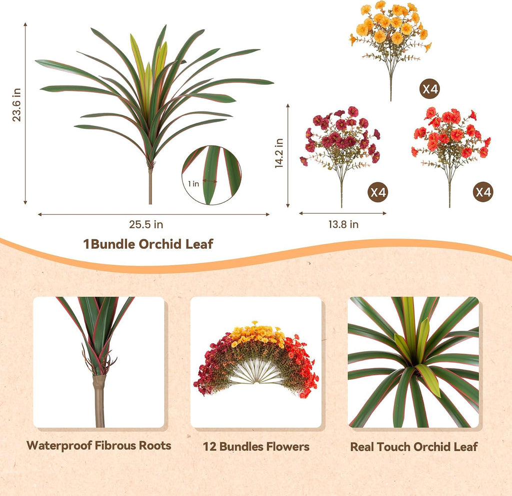 inxugao artificial fall flowers uv fake orchid plant shown in use