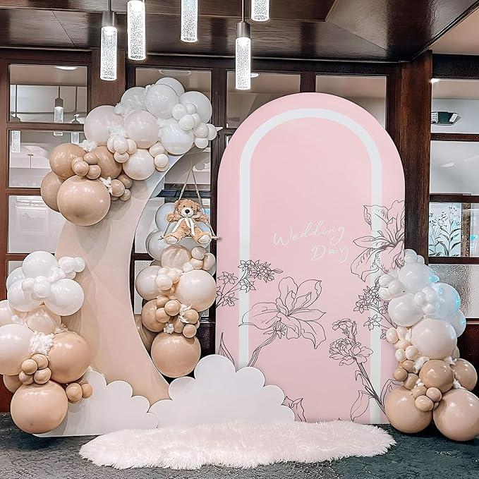 Wedding Arch Cover 6.6FT Spandex Arch Backdrop Cover Stretchy Backdrop for Wedding Birthday Party Decoration Baby Shower
