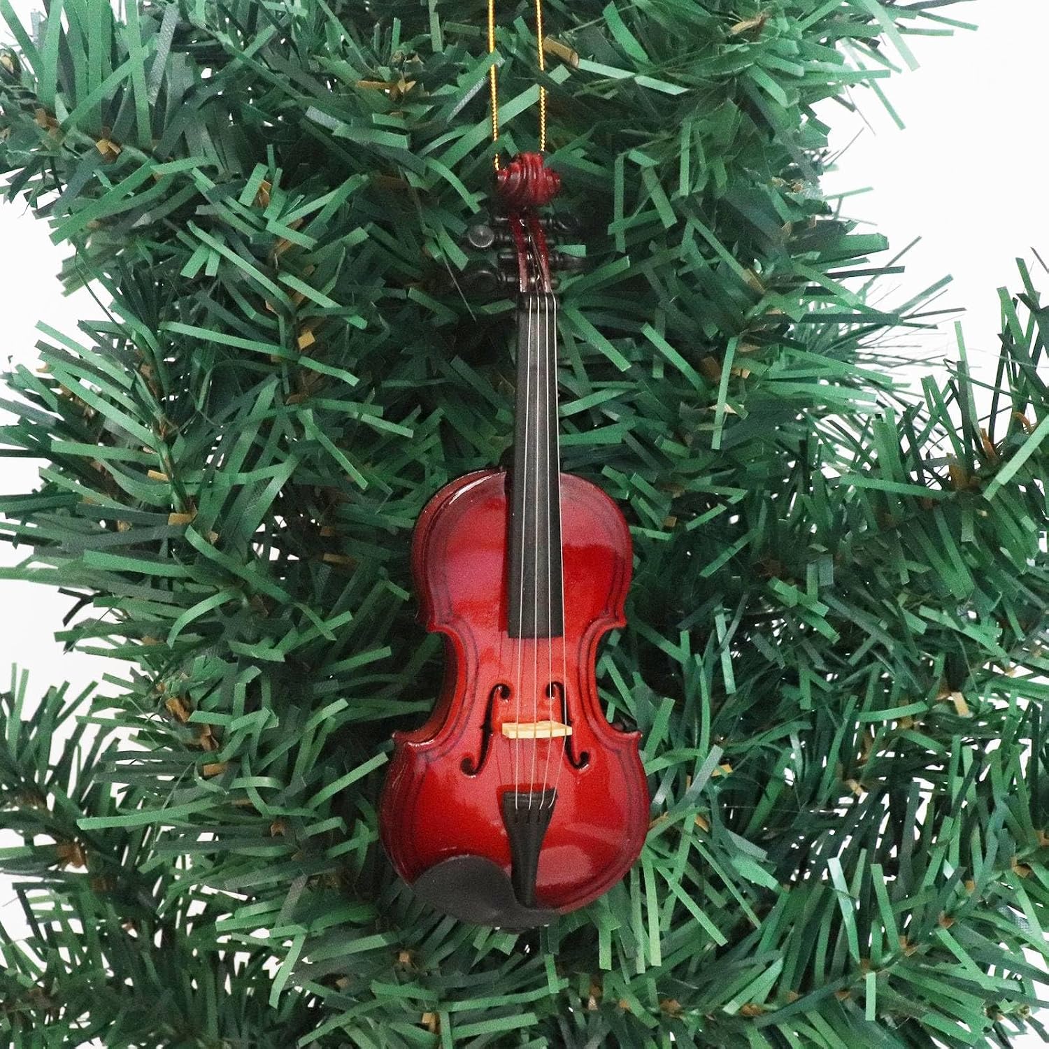 4.69" Wooden String Miniature Violin Hanging Ornament Mini Musical Instrument Violin Replica Christmas Tree Display Ornament Holiday Home Decoration Music Birthday Gifts Model (4.69" Violin)