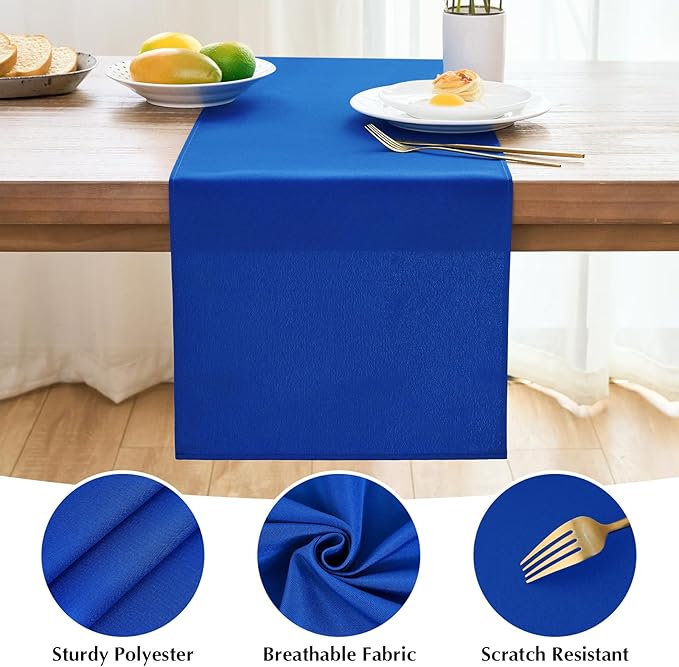 2 Pack Blue Table Runner 12 x 72 Inch Solid Color Farmhouse Runners Coffee Table Dresser for Daily Party Home Decoration