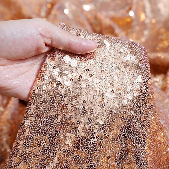 Poise3EHome Rose Gold Sequin Backdrop,2 Panels 2FTx8FT Glitter Background for Party Birthday Party Baby Shower Wedding Christmas Thanksgiving Holiday Festival Decor