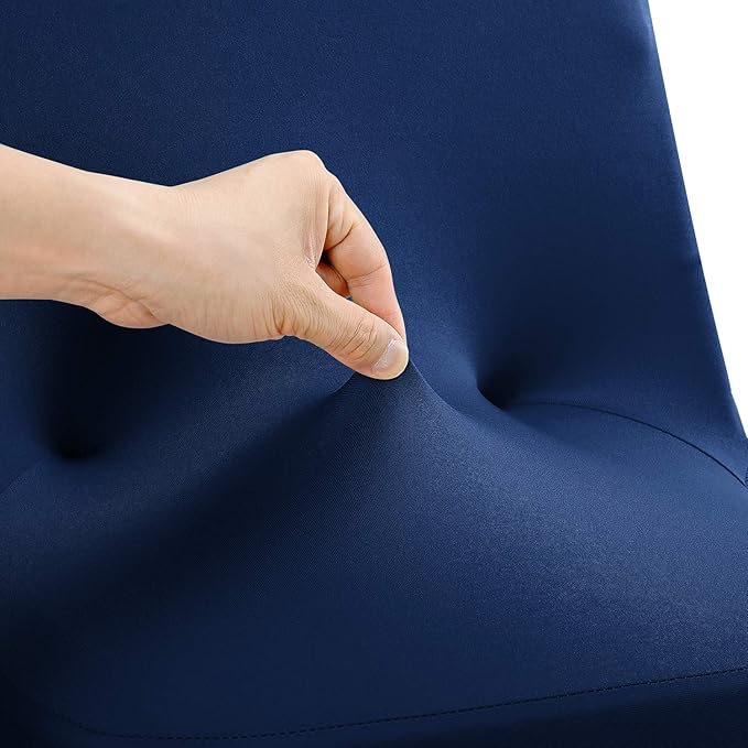 Peomeise Stretch Spandex Folding Chair Cover for Wedding Party Dining Banquet Event (Navy,25pcs)