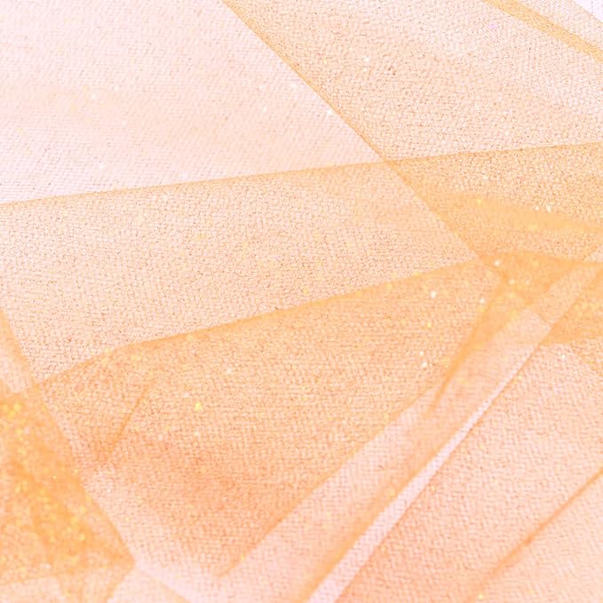 Sparkling Tulle Rolls, 15” by 30 Yards (90FT) Glitter Tulle Spool Ribbon Fabric for Wedding Birthday Bridal Shower Tutu Skirt Party Gift Wrapping (Orange)