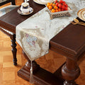 HeMiaor Exquisite Table Runner with Chenille and Elegant Chic Jacquard Textured Damask Design with Beaded Tassels for Daily Decoration 120 inches Long Beige
