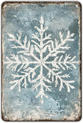 Vintage Christmas Tin Sign - Winter Snowflakes Metal Tin Sign - Wall Decor Sign for Outdoor Snowflake Christmas Decoration - 8x12Inch
