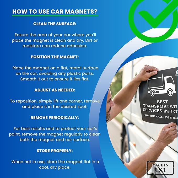 2 Pack (12in x 18in) Custom Car Magnets for Business - Personalized Magnetic Signs for Vehicles and Fridge. Custom Magnetic Signs for Cars, and Magnetic Solutions for Business Promotion.