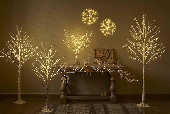 Hairui Lighted Birch Branches Battery Operated 70L 18IN Warm White and Multi Color Fairy Lights 8 Function for Halloween Home Christmas Decor
