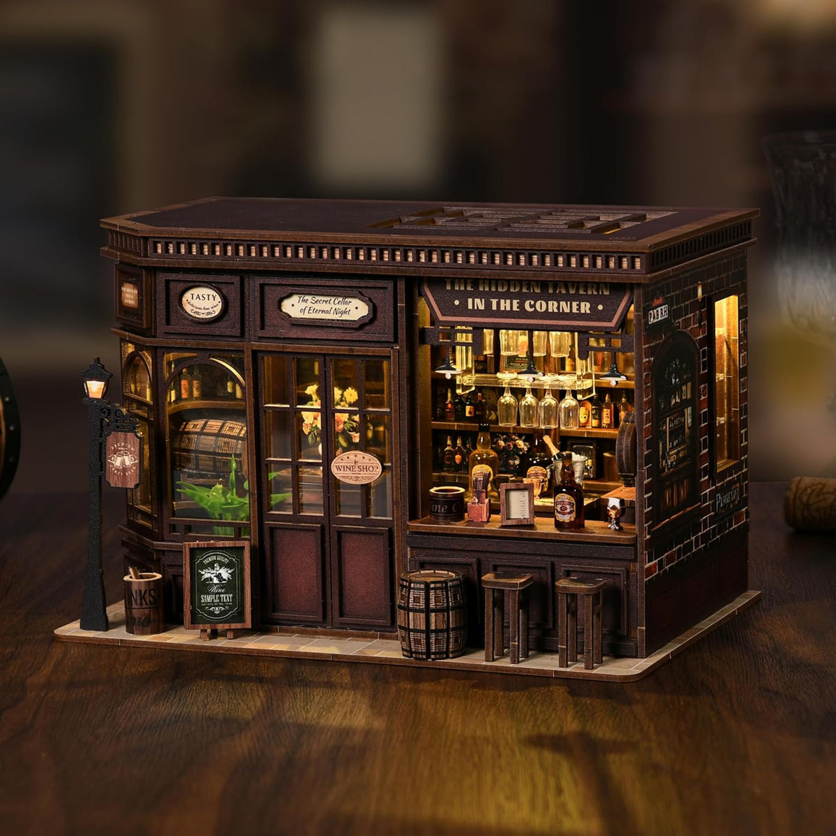 isseve book nook kit, miniature house kit dollhouse, side view