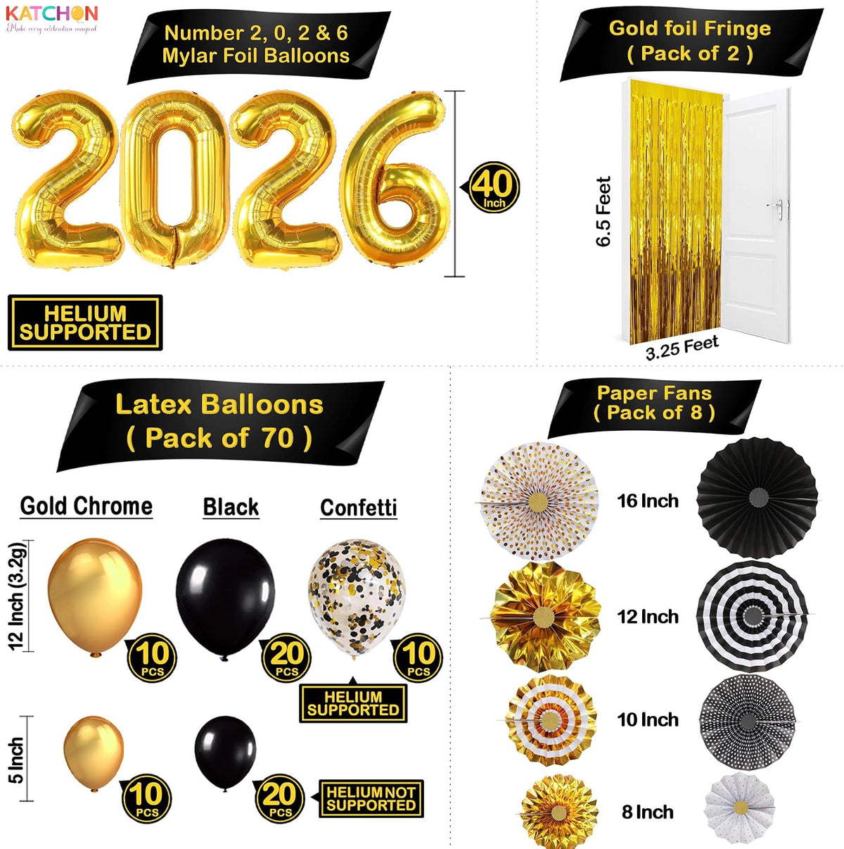 katchon set, pack of 112, new years eve, close-up detail