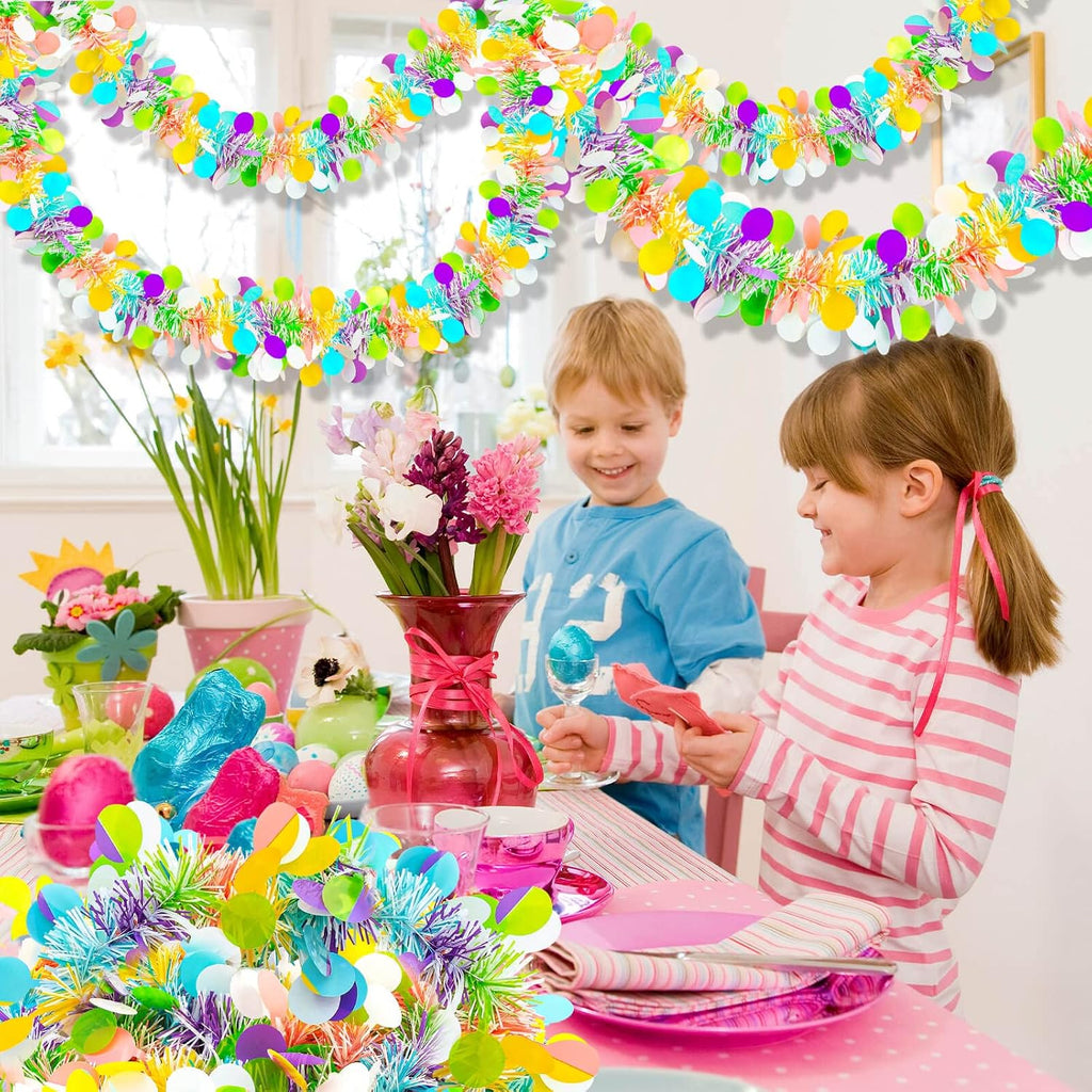 6 PCS Easter Tinsel Garland, 39.4 ft Egg Tinsel Garlands Colorful Fringe Easter Hanging Garland Decorations for for Easter Party Wedding New Years Home Indoor Outdoor Decor