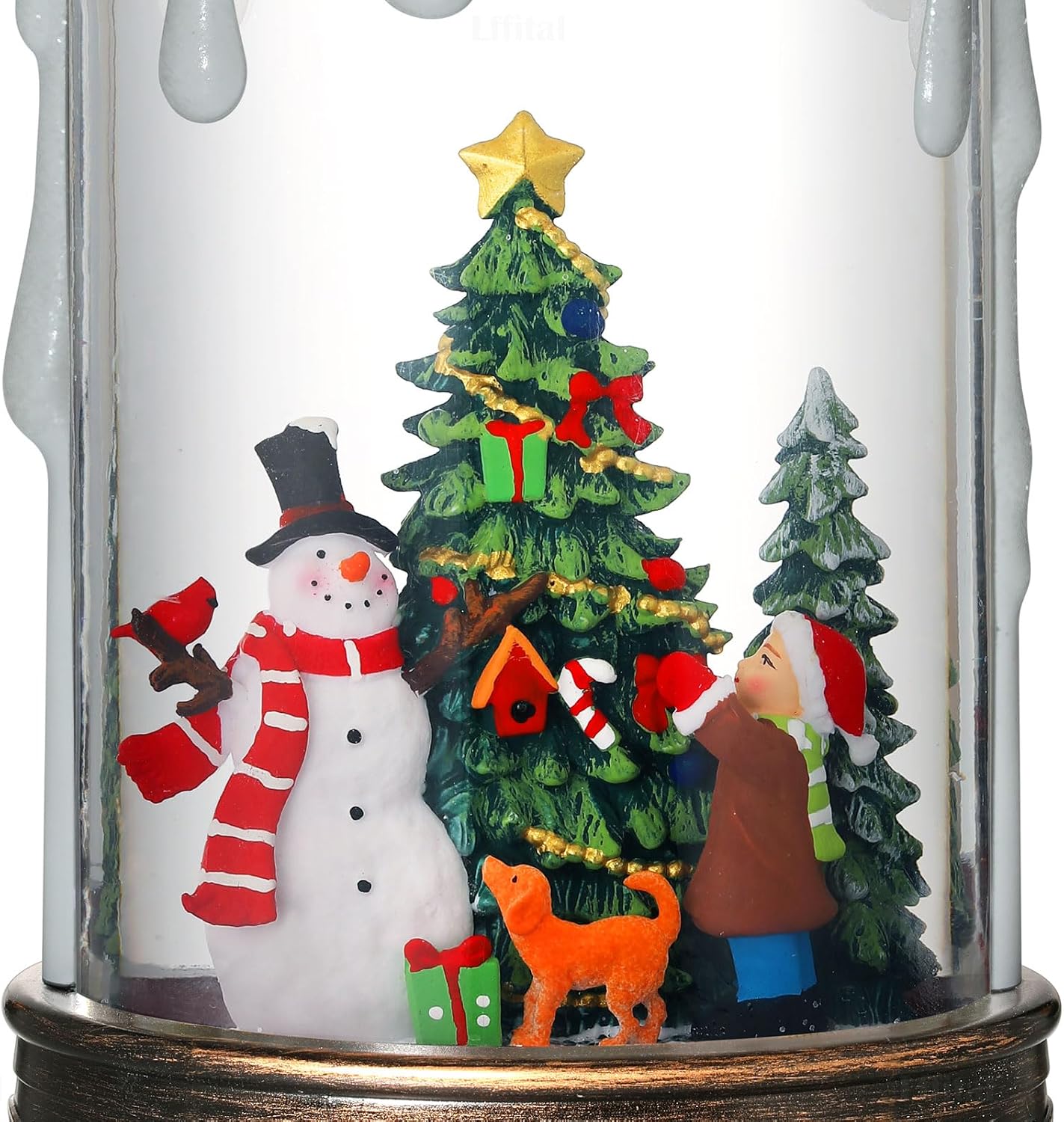 Snowman Christmas Snow Globe Lantern, Lighted Christmas Decorations for Home Candle Shaped Snow Lantern with Music Timer Glittering, Home Decor Festival Gife, USB & Battery Operated