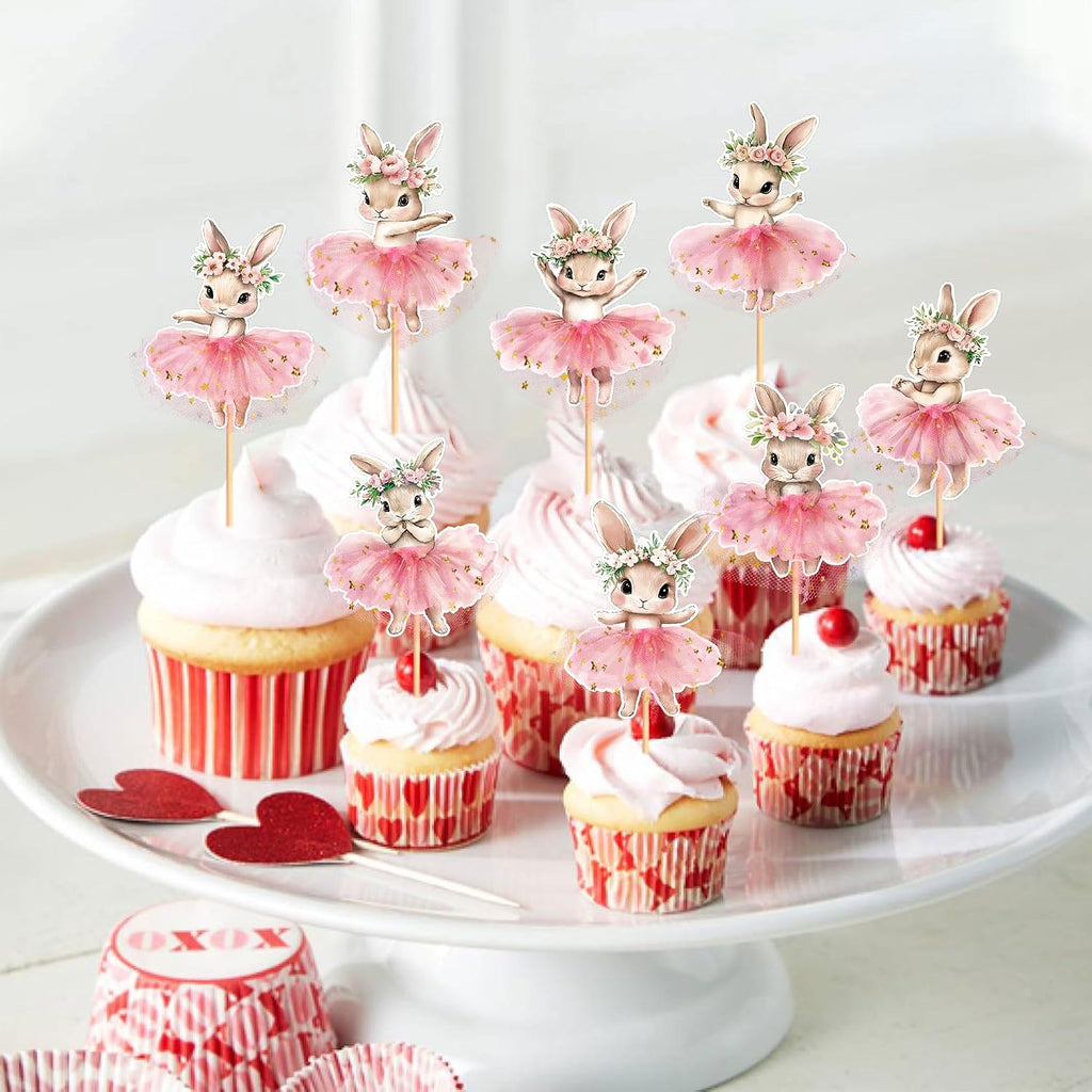 30 PCS Easter Cupcake topper Bunny Cupcake Toppers Easter Egg Cupcake Topper Rabbit Party Cake Topper Decorations (Style 14)